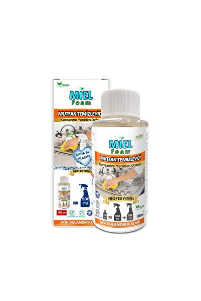 Miel Foam Bitkisel İçerikli Vegan Konsantre Mutfak Yağ Çözücü Temizleyici 100 ml = 1 Litre